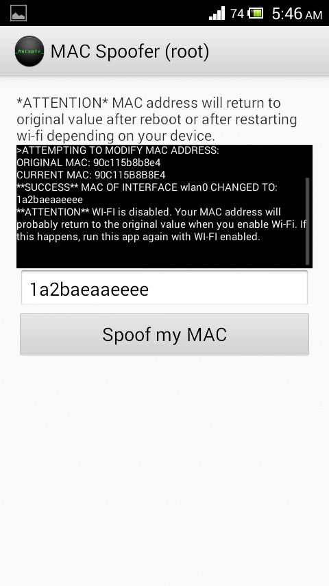mac spoofer for android no root app